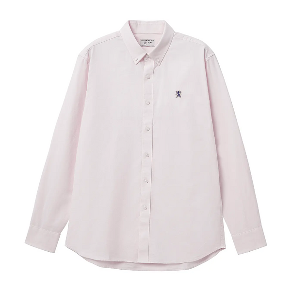 Men's Oxford Shirt with Small Lion Embroidery