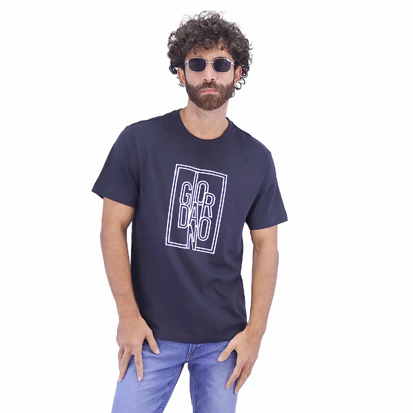 Men Giordano Signature Print Tees