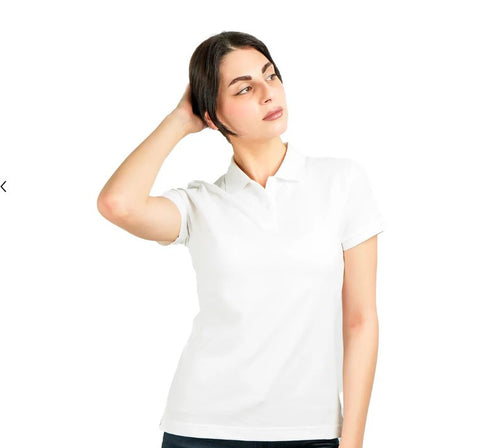 Woman Cotton/Lycra Pique Flat Kint Color Short Sleeve Clase Slim Solid Polo