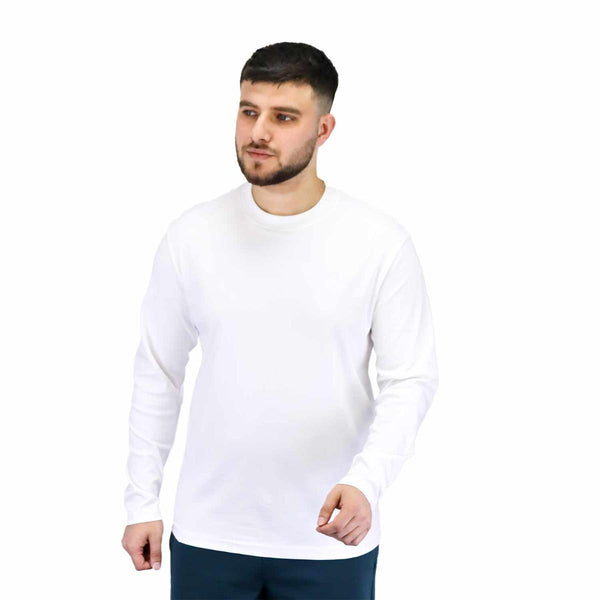 Men's Interlock Crew Neck Long Sleeve Slim Fit Embroidery Liquid Touch Smart Collar Tees