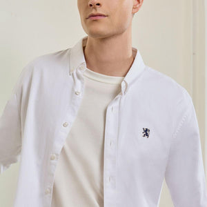 Men's Oxford Shirt with Small Lion Embroidery