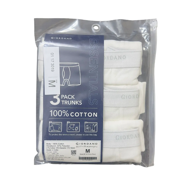 Cotton RB Regular 3PCK TRNKS (Jacquard Waist Band Elastance)