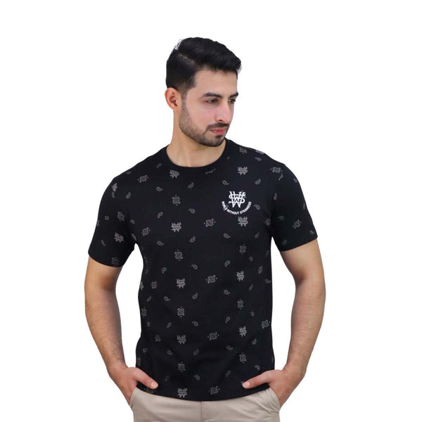 Men's WWS Crewneck Short Sleeve Slim Fit All Over Print Print Tee