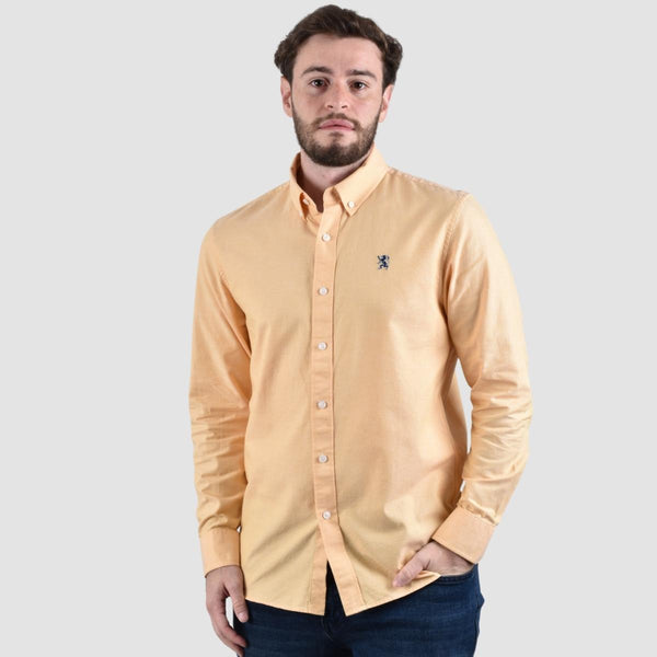 Men's Oxford Shirt with Small Lion Embroidery