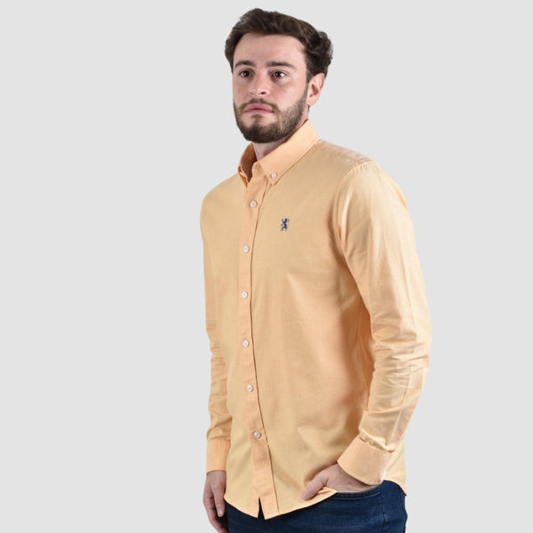 Men's Oxford Shirt with Small Lion Embroidery