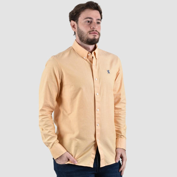 Men's Oxford Shirt with Small Lion Embroidery