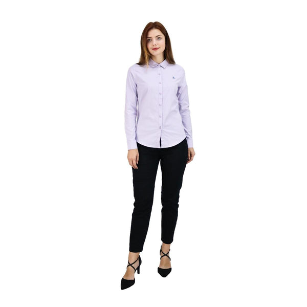 Women Cotton/Lycra Oxford Long Sleeve New Slim Embroidery.