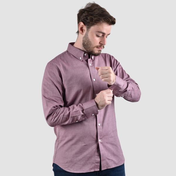 Men's Oxford Shirt with Small Lion Embroidery