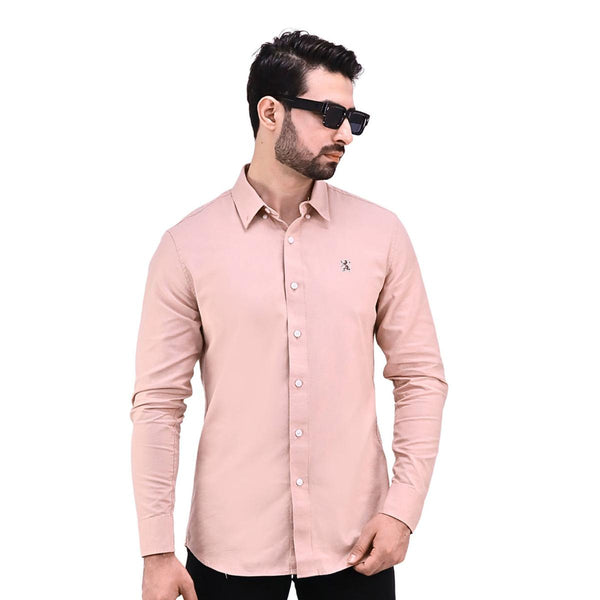 Men's Oxford Shirt with Small Lion Embroidery