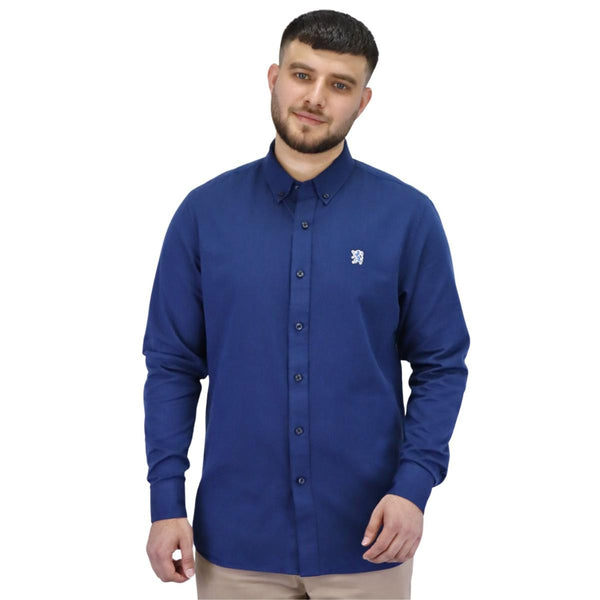 Men's Oxford Shirt with Small Lion Embroidery