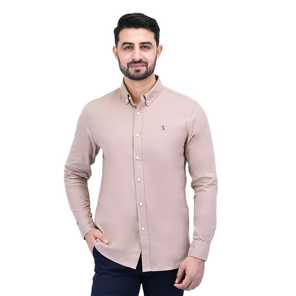 Men's Oxford Shirt with Small Lion Embroidery