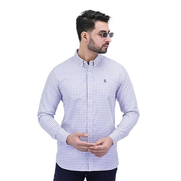 Men's Oxford Shirt with Small Lion Embroidery