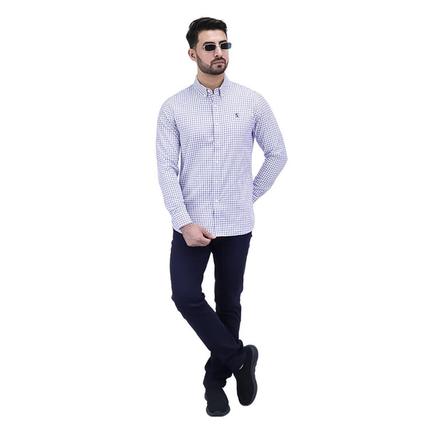 Men's Oxford Shirt with Small Lion Embroidery