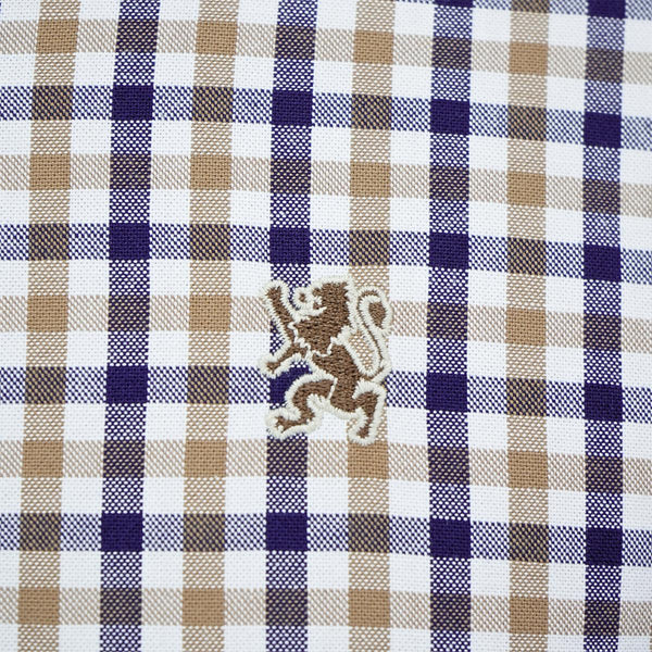 Men's Oxford Shirt with Small Lion Embroidery