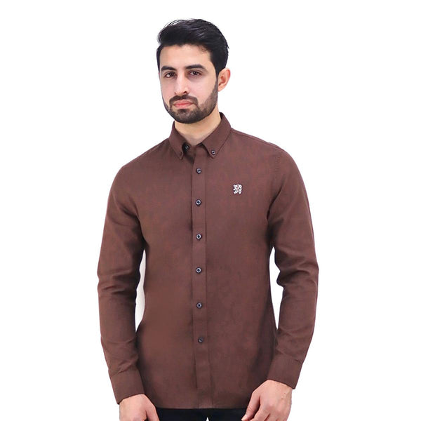 Men's Oxford Shirt with Small Lion Embroidery