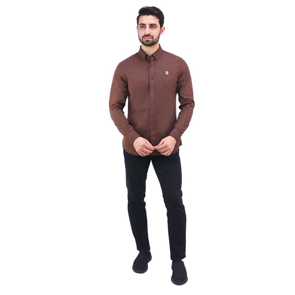 Men's Oxford Shirt with Small Lion Embroidery