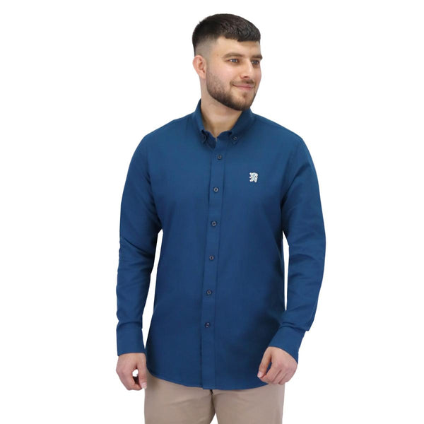 Men's Oxford Shirt with Small Lion Embroidery