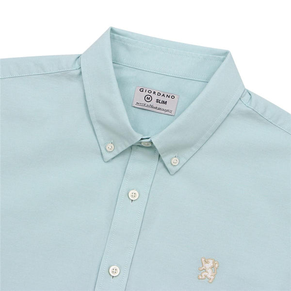 Men's Oxford Shirt with Small Lion Embroidery