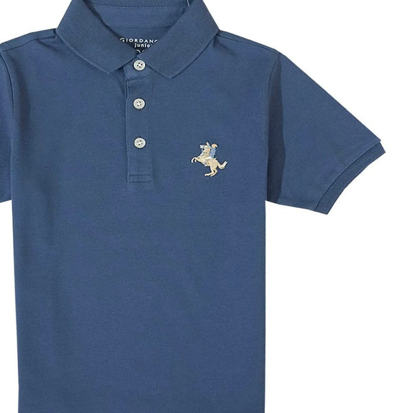 JUNIOR Cotton/Lycra Pique FLT Knitted Collar Short Sleeve Embroidery Bold Polo