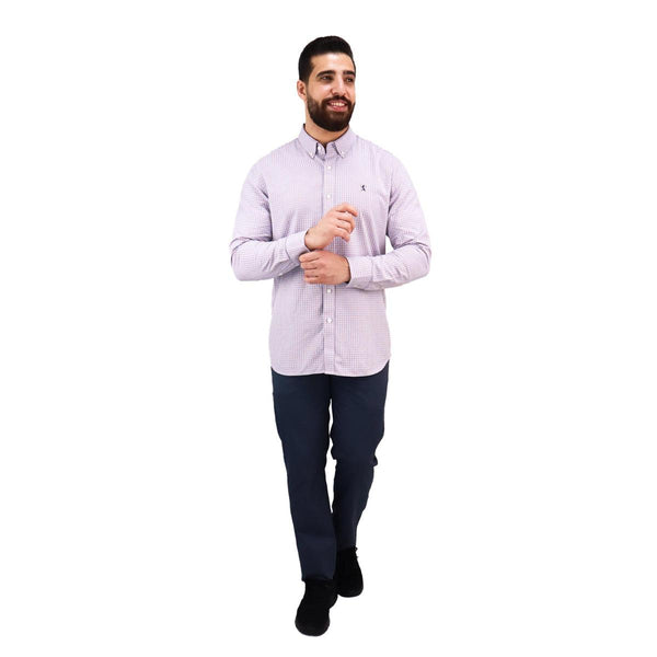 Men's Oxford Shirt with Small Lion Embroidery