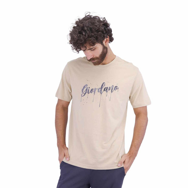 Men Giordano Signature Print Tees