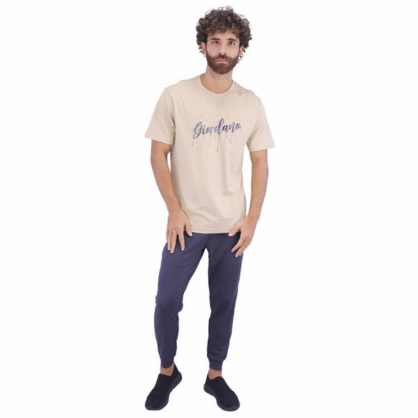 Men Giordano Signature Print Tees