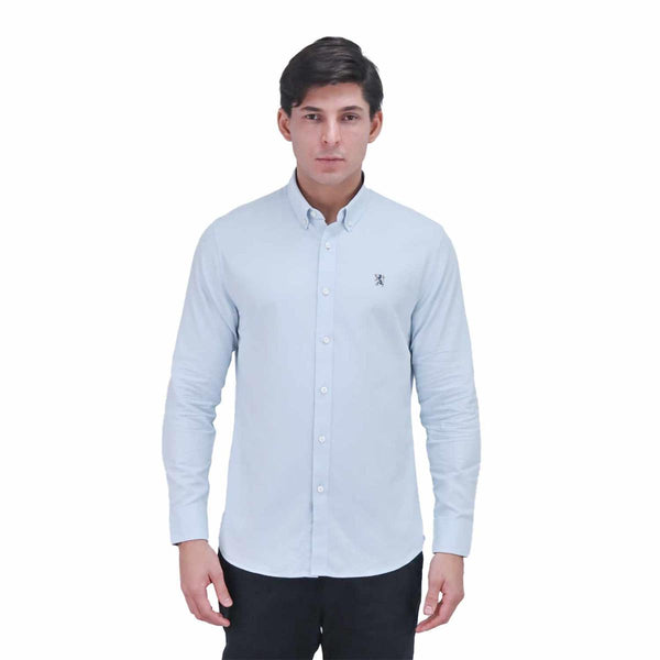 Men's Oxford Shirt with Small Lion Embroidery