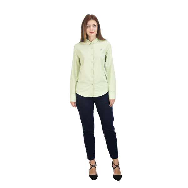 Women Cotton/Lycra Oxford Long Sleeve New Slim Embroidery.