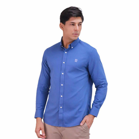 Men's Oxford Shirt with Small Lion Embroidery