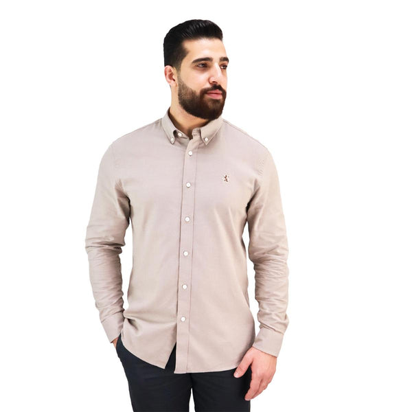 Men's Oxford Shirt with Small Lion Embroidery