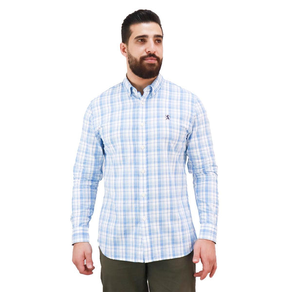 Men's Oxford Shirt with Small Lion Embroidery