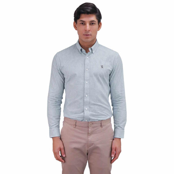 Men's Oxford Shirt with Small Lion Embroidery