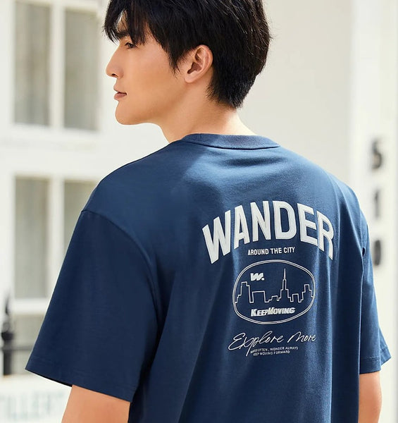 Men's Crew Neck Short Sleeve Wander Wonder Collection Relaxed Fit Print Tee