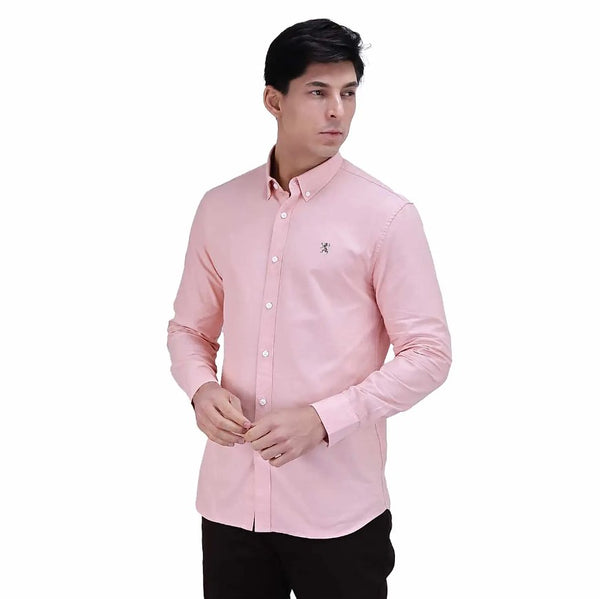 Men's Oxford Shirt with Small Lion Embroidery