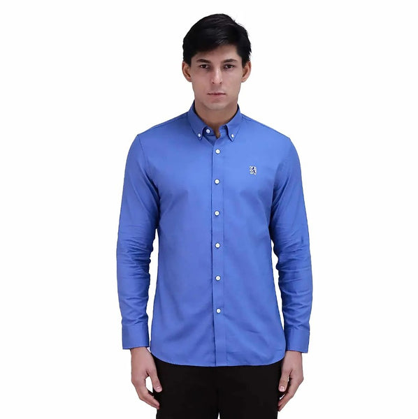 Men's Oxford Shirt with Small Lion Embroidery