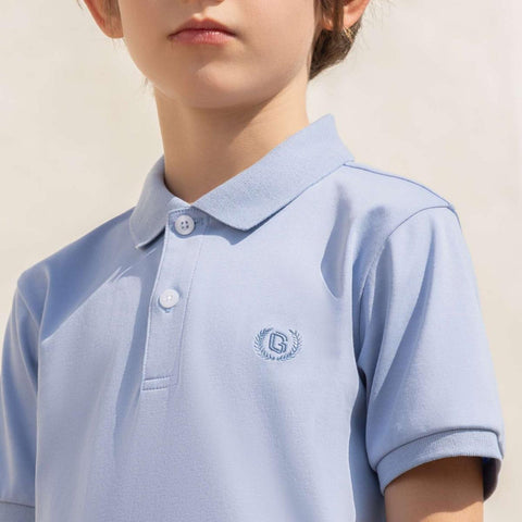 JUNIOR Cotton Interlock Knitted Collar Short Sleeve Print Solid Polo (LiquId Touch)