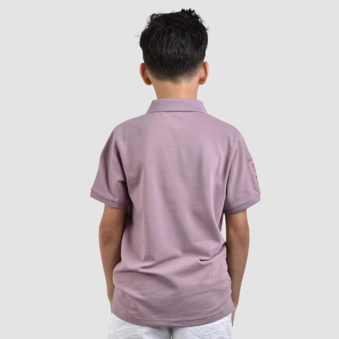 JUNIOR Cotton/Lycra Pique Knitted Collar Short Sleeve Slim Embrdry Bold Polo