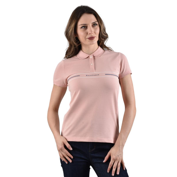 Woman Cotton/Lycra Pique Flat Kint Collar Short Sleeve Slim Bold Polo