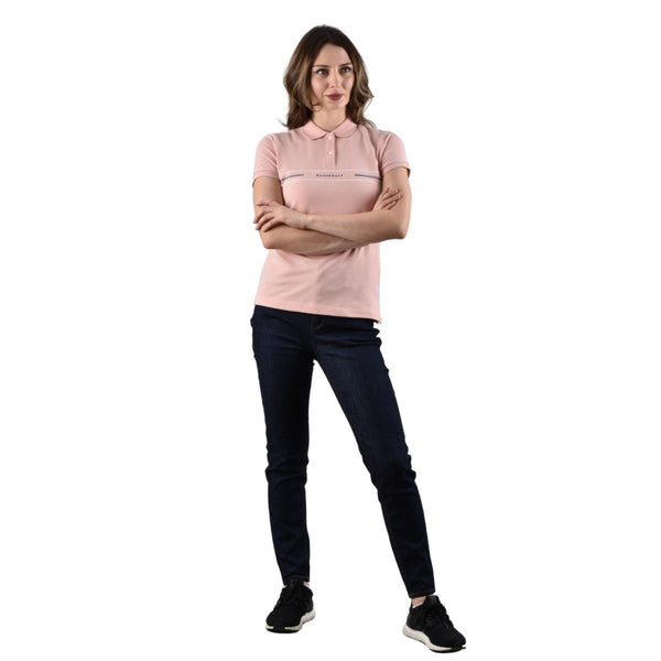 Woman Cotton/Lycra Pique Flat Kint Collar Short Sleeve Slim Bold Polo